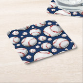 野球スポーツパターン スクエアペーパーコースター (アングル)