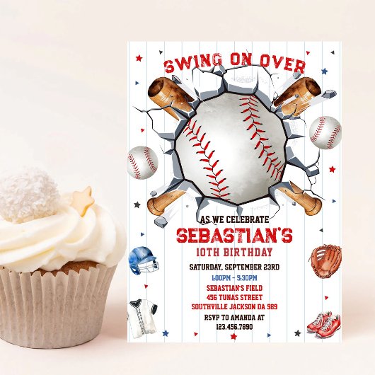 野球スポーツパーティーボーイ誕生日招待状 招待状
