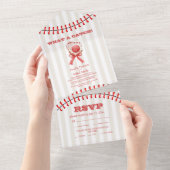 野球スポーツパーフェクトキャッチ結婚ズ オールインワン招待状 (貼ってはがせる)