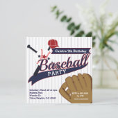 野球スポーツピンストライプの誕生日パーティー 招待状 (スタンド正面)