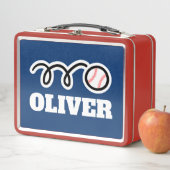 野球スポーツプリント付きキッズランチカスタムボックス メタルランチボックス (インサイチュ)