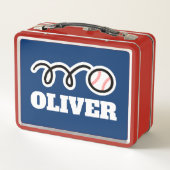 野球スポーツプリント付きキッズランチカスタムボックス メタルランチボックス (裏面)