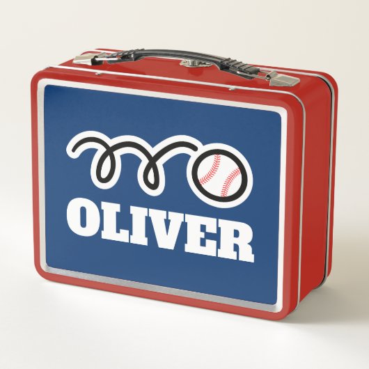 野球スポーツプリント付きキッズランチカスタムボックス メタルランチボックス (裏面)