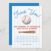 野球スポーツボーイベビーシャワー サンキューカード (正面/裏面)