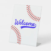 野球スポーツレッドブルーパーティーウェルカムテーブル 台座サイン (正面)