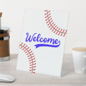 野球スポーツレッドブルーパーティーウェルカムテーブル 台座サイン (インサイチュ)
