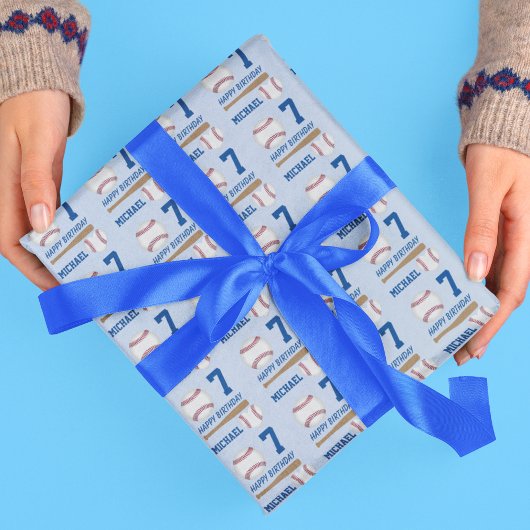 野球スポーツ名前をカスタムする誕生日 ラッピングペーパー