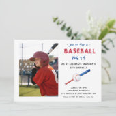 野球スポーツ子供の誕生日フォト招待状 案内状 (スタンド正面)