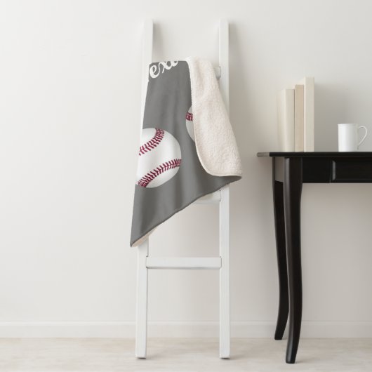 野球スポーツ愛好家はあなたの名前または文字グレーを追加 シェルパブランケット (インサイチュ)