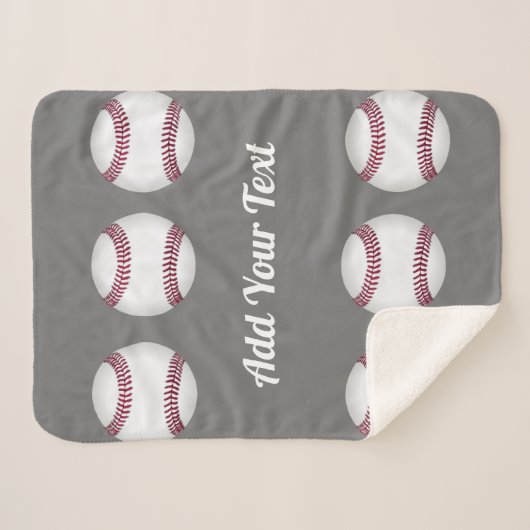 野球スポーツ愛好家はあなたの名前または文字グレーを追加 シェルパブランケット (正面(横))
