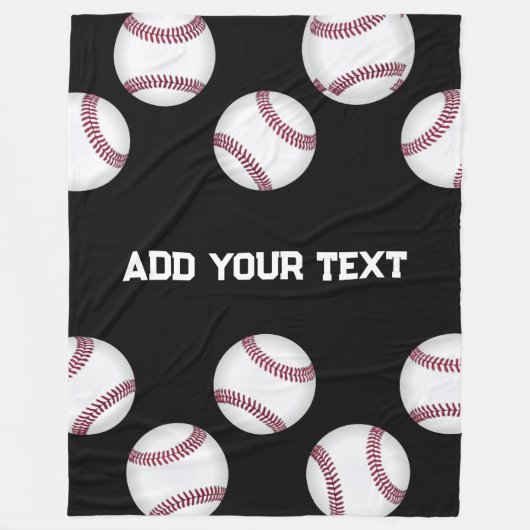野球スポーツ愛好家はあなたの名前または文字ブラックを追加 フリースブランケット (正面)