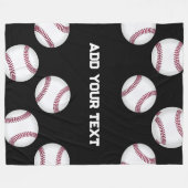 野球スポーツ愛好家はあなたの名前または文字ブラックを追加 フリースブランケット (正面(横))