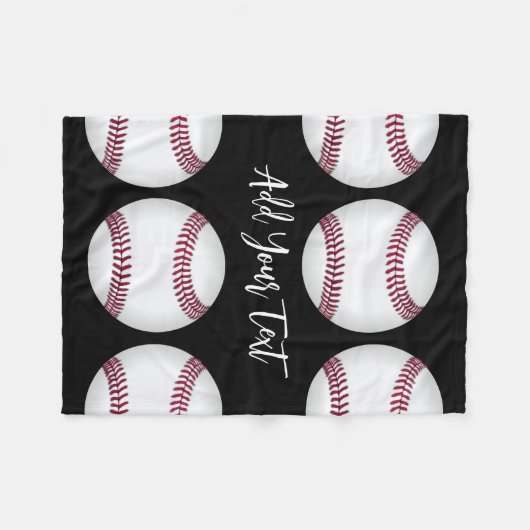 野球スポーツ愛好家は自分の名前または文字を追加 フリースブランケット (正面(横))