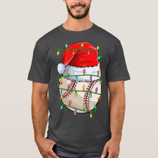野球スポーツ愛好家クリスマスライトサンタ野球C Tシャツ