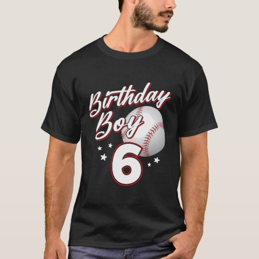野球スポーツ愛好家6誕生日クルー6歳 Tシャツ (正面)
