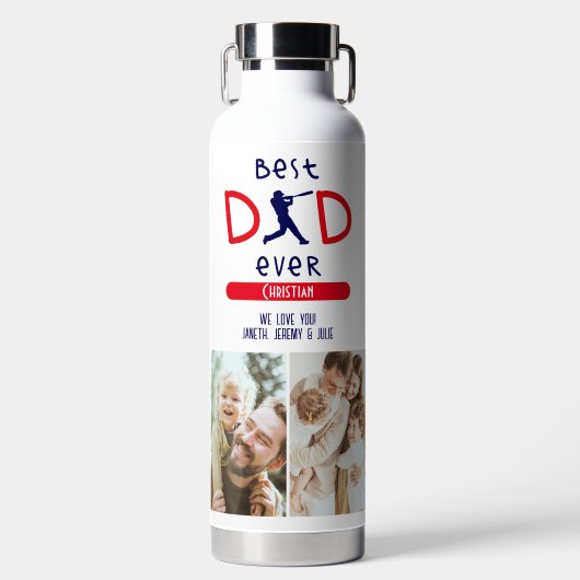 野球スポーツ最高のパパのフォトファーザーの日 ウォーターボトル (正面)