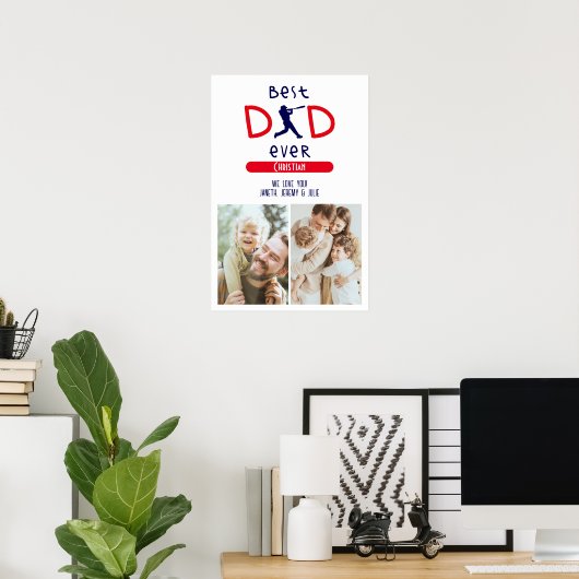 野球スポーツ最高のパパのフォトファーザーの日 ポスター (ホームオフィス)