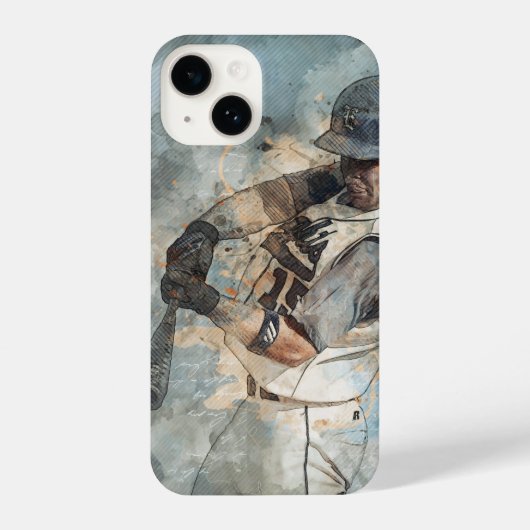 野球スポーツ選手のスイングこうもり球 iPhoneケース (裏面)