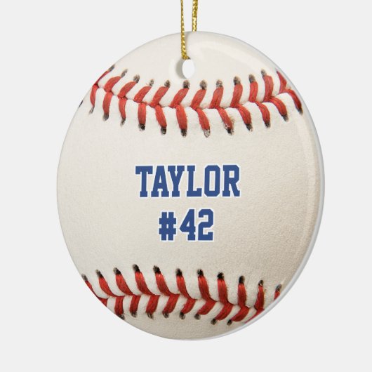 野球スポーツ選手の名前チーム番号クリスマス セラミックオーナメント (左)
