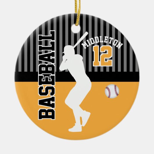 野球スポーツ – 金ゴールド セラミックオーナメント (正面)