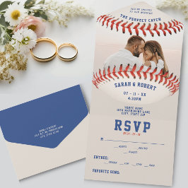 野球スポーツThe Perfect 結婚 Catch Photo's オールインワン招待状