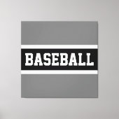 野球スポーティ白黒グレイストライプズ キャンバスプリント (正面)