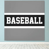 野球スポーティ白黒グレイストライプズ キャンバスプリント (インサイチュ (ウッドフロア))