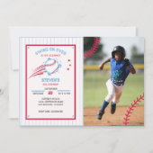 野球スポーティ誕生日フォト子供へ招待状 招待状 (正面)