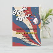 野球スラッガーアメリカ国旗のローキー1st誕生日 招待状 (スタンド正面)