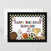 野球スラッガー誕生日カード ポストカード (正面/裏面)