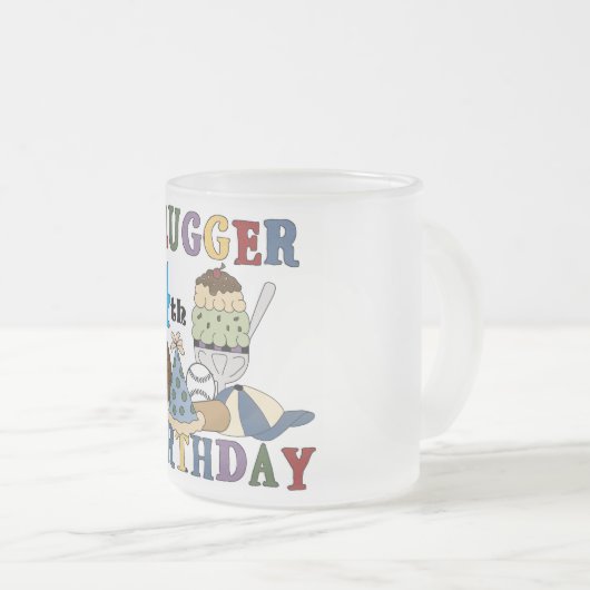 野球スラッガー4歳の誕生日 フロストグラスマグカップ (正面右)