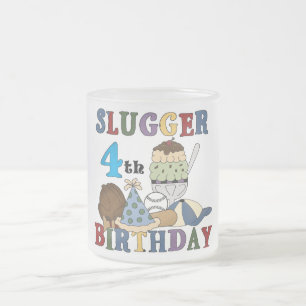 野球スラッガー4歳の誕生日 フロストグラスマグカップ