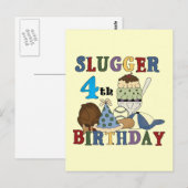 野球スラッガー4歳の誕生日 ポストカード (正面/裏面)