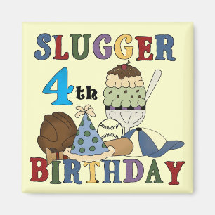 野球スラッガー4歳の誕生日 マグネット