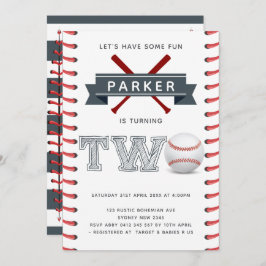 野球セカンド誕生日ボーイ 招待状
