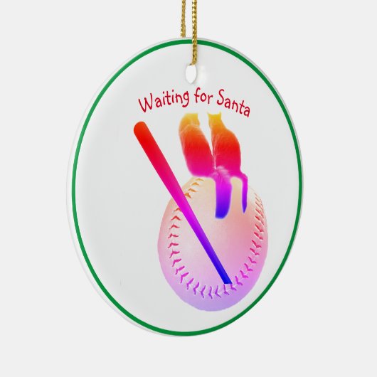 野球セラミックオーナメントの猫 セラミックオーナメント (右)