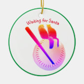 野球セラミックオーナメントの猫 セラミックオーナメント (正面)