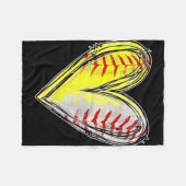 野球ソフトボールのお母さんの母の日の女性の両方 フリースブランケット (正面(横))