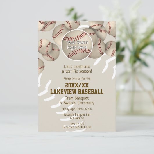 野球ソフトボールのシーズンバンケットアワード終了 招待状 (スタンド正面)