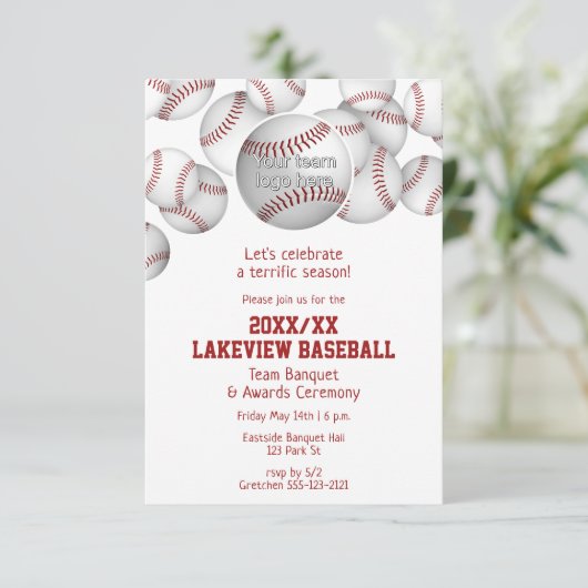 野球ソフトボールのシーズン終了お祝い 招待状 (スタンド正面)