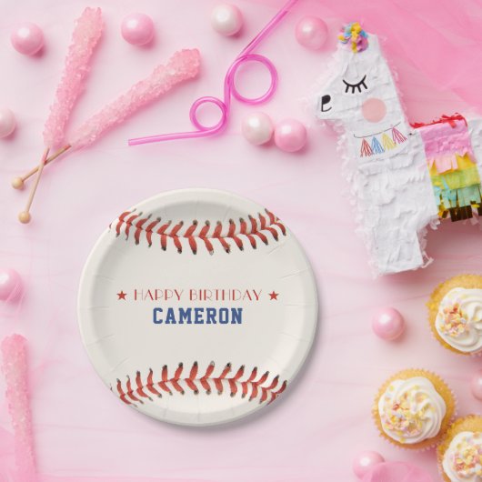 野球ソフトボールスポーツハッピーバースデーパーティー ペーパープレート (パーティー)