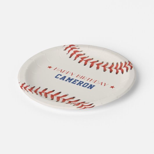 野球ソフトボールスポーツハッピーバースデーパーティー ペーパープレート (アングル)