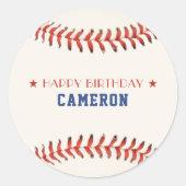 野球ソフトボールスポーツハッピーバースデーパーティー ラウンドシール (正面)