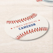 野球ソフトボールスポーツハッピーバースデーパーティー ラウンドペーパーコースター (アングル)