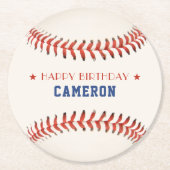 野球ソフトボールスポーツハッピーバースデーパーティー ラウンドペーパーコースター (正面)