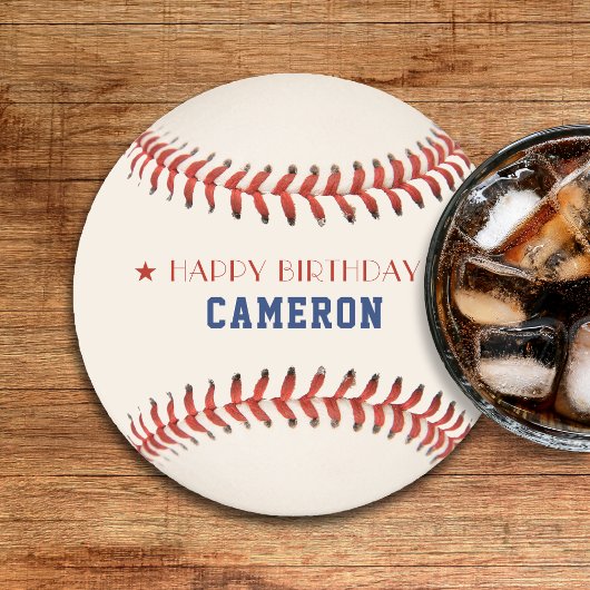 野球ソフトボールスポーツハッピーバースデーパーティー ラウンドペーパーコースター