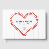 野球ソフトボールスポーツハート結婚Pinstried ゲストブック (正面)