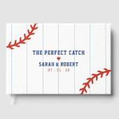 野球ソフトボールスポーツハート結婚Pinstried ゲストブック (正面)