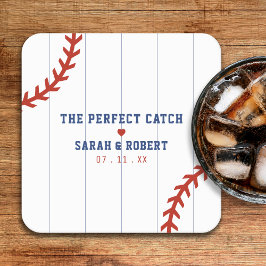 野球ソフトボールスポーツハート結婚Pinstried スクエアペーパーコースター