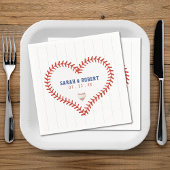 野球ソフトボールスポーツハート結婚Pinstried スタンダードカクテルナプキン